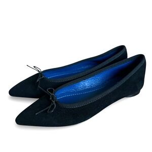 🆕 NUR ITALY Isabella Flats Black Suede Pointed Toe